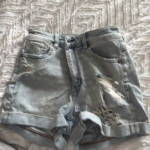 American Eagle Outfitters Light Wash Distressed Jean Shorts